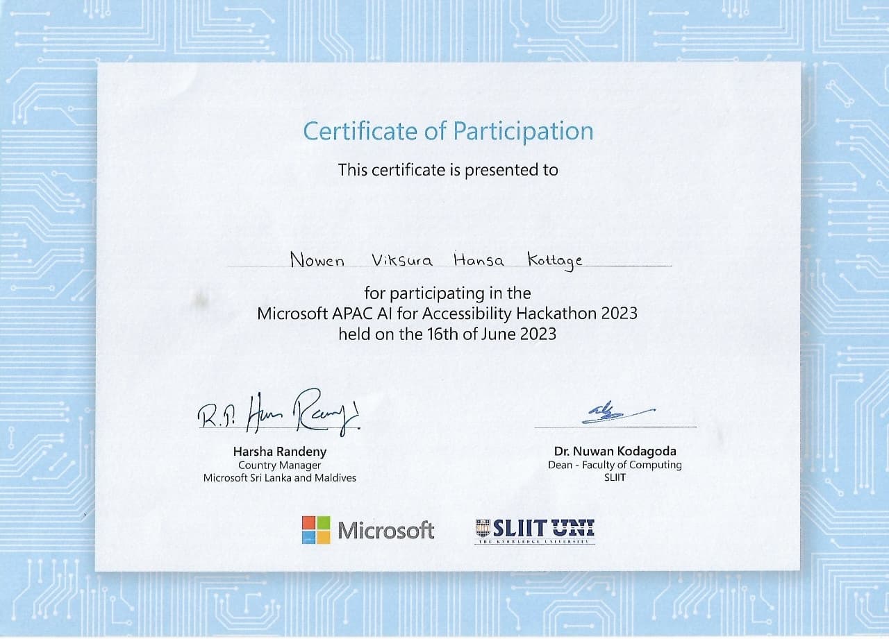 Microsoft APAC AI for Accessibility Hackathon 2023 (Top 10 finalist)